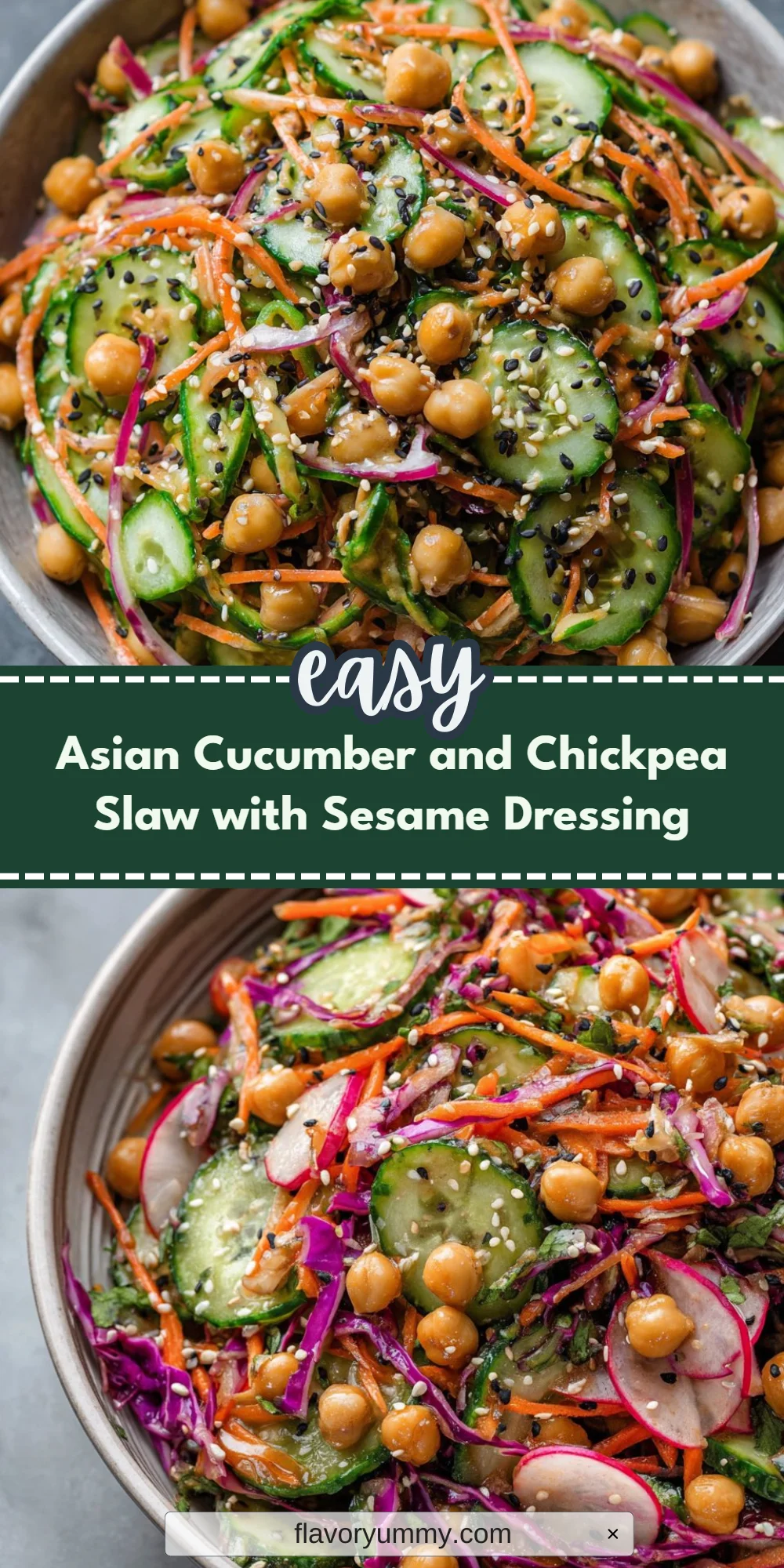 Asian Cucumber and Chickpea Slaw with Sesame Dressing