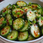 Asian Spicy Cucumber Salad with colorful veggies and spicy dressing