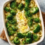 Delicious baked feta pasta with broccoli served in a bowl