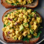 Delicious curried chickpea salad with colorful veggies and spices