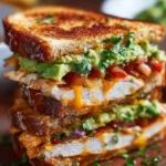 Delicious Chicken Avocado Melt sandwich with fresh ingredients