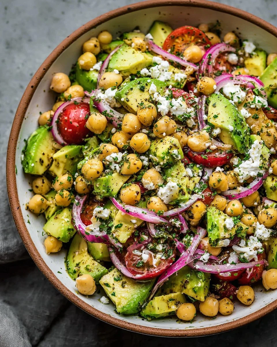 Chickpea Feta Avocado Salad
