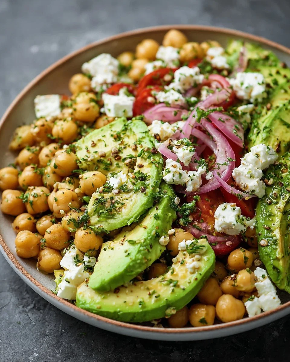 Chickpea Feta Avocado Salad