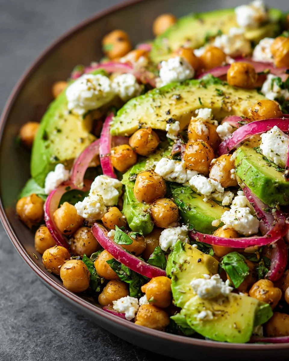 Chickpea Feta Avocado Salad