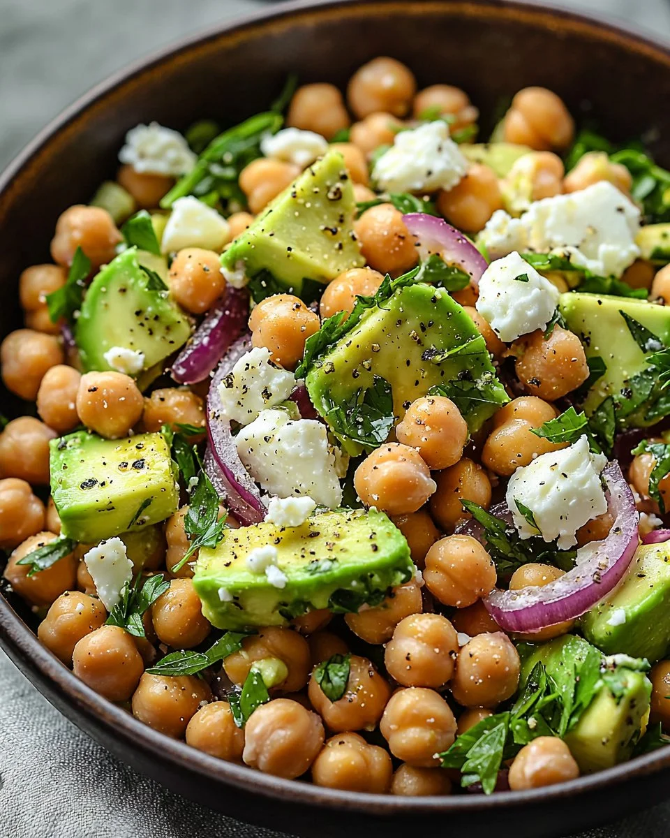 Chickpea Feta Avocado Salad