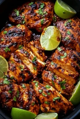 Grilled Chili Lime Chicken garnished with fresh cilantro and lime slices