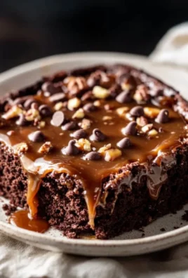 Delicious Chocolate Caramel Dump Cake with chocolate and caramel layers