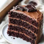 Delicious Chocolate Espresso Cake topped with chocolate ganache and coffee beans