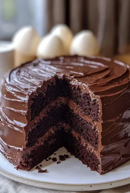 Delicious homemade Chocolate Fudge Cake with creamy chocolate frosting