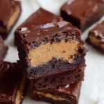 Delicious Chocolate Ganache Brownies topped with rich chocolate glaze