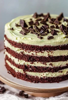 Delicious Chocolate Mint Layered Cake with chocolate frosting and mint leaves