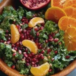 Colorful Citrus Pomegranate Kale Salad with vibrant ingredients