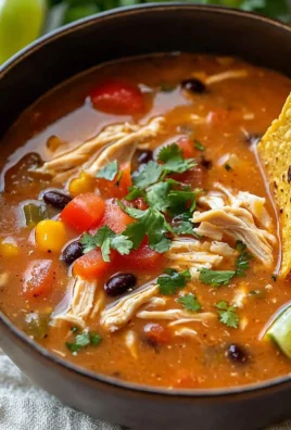 Bowl of Classic Chicken Tortilla Soup garnished with tortilla strips and avocado