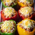 Delicious classic stuffed peppers filled with savory ingredients.