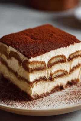 Delicious classic tiramisu dessert layered with coffee and mascarpone cream