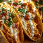 Creamy Cheddar Ranch Chicken Tacos served with fresh ingredients