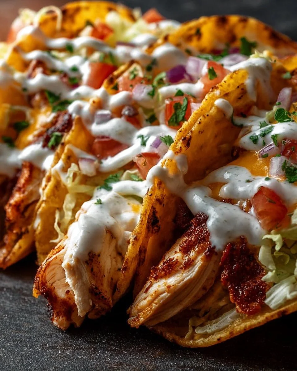 Creamy Cheddar Ranch Chicken Tacos