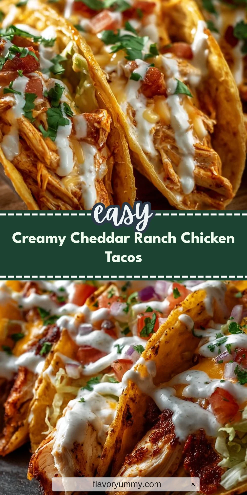 Creamy Cheddar Ranch Chicken Tacos