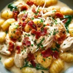 Creamy Crack Chicken Gnocchi dish garnished with herbs