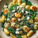 Creamy gnocchi with spinach and feta in a delicious sauce