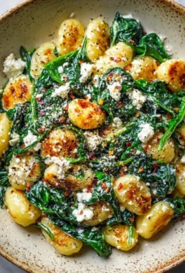 Creamy gnocchi with spinach and feta in a delicious sauce