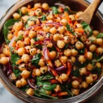 Crunchy Thai Chickpea Salad with vibrant vegetables and herbs in a bowl