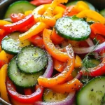 Cucumber Sweet Pepper Salad with fresh vegetables in a bowl