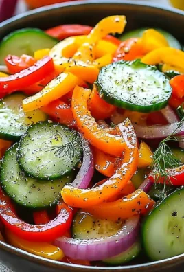 Cucumber Sweet Pepper Salad with fresh vegetables in a bowl