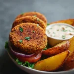 Six-ingredient lentil burgers cooked and ready to serve on a plate
