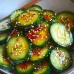 Easy Asian cucumber salad with sesame dressing and fresh vegetables.