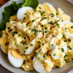 Delicious easy egg salad in a bowl ready to serve