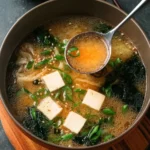A bowl of easy gluten-free miso soup garnished with green onions and tofu