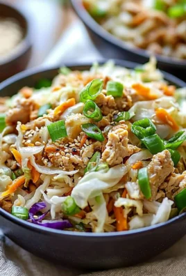 Egg Roll Bowls with Chicken and Cabbage served in a colorful bowl