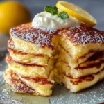 Fluffy lemon ricotta pancakes served with fresh berries and syrup