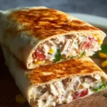 Healthy tuna melt wrap with fresh ingredients and melted cheese