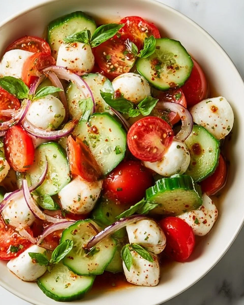 Juicy Cucumber Caprese Salad