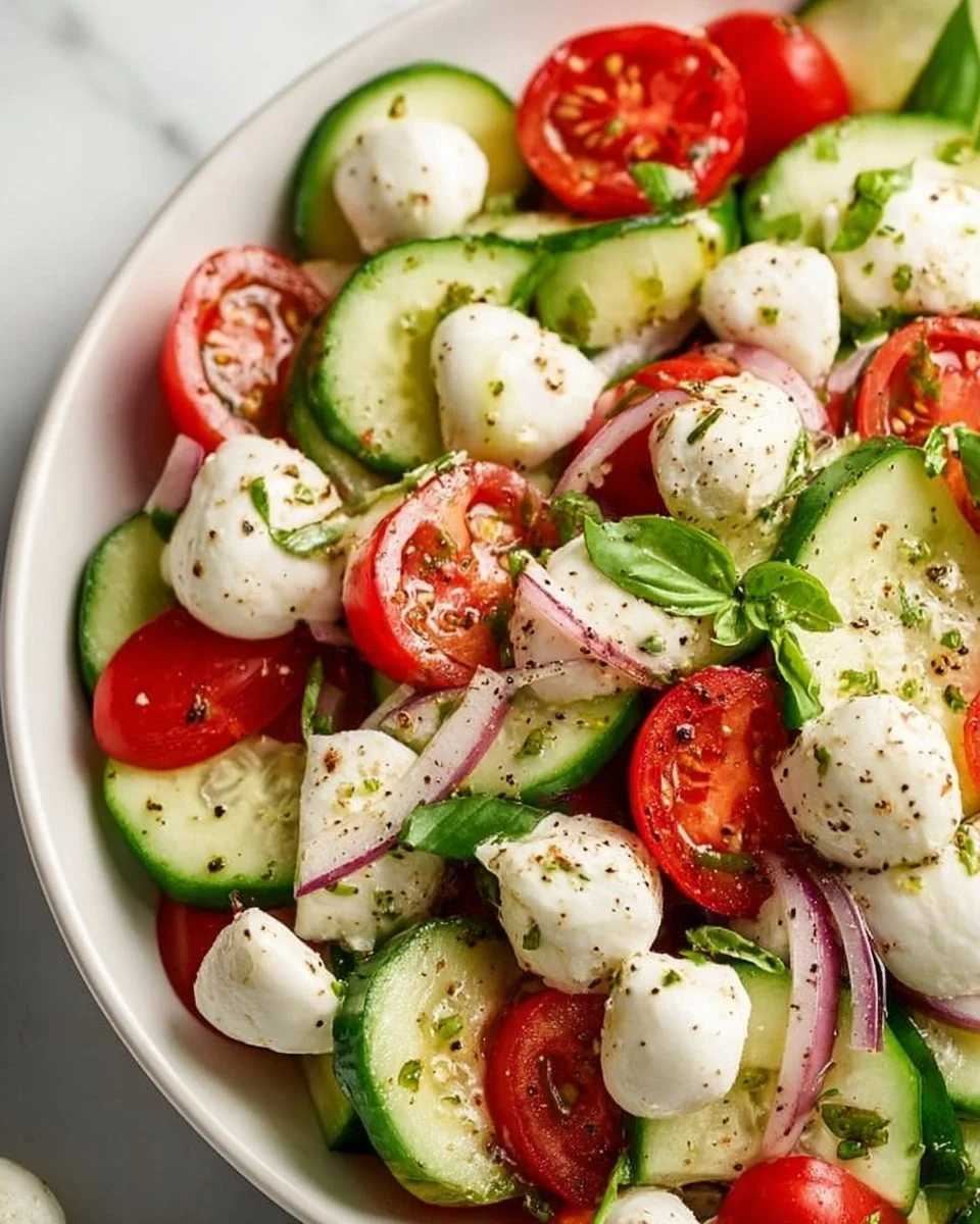 Juicy Cucumber Caprese Salad