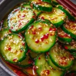 Korean Cucumber Salad served in a bowl with colorful vegetables