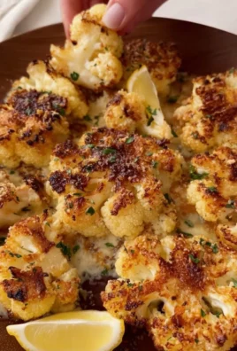Lemon Garlic Parmesan Smashed Cauliflower dish with fresh herbs