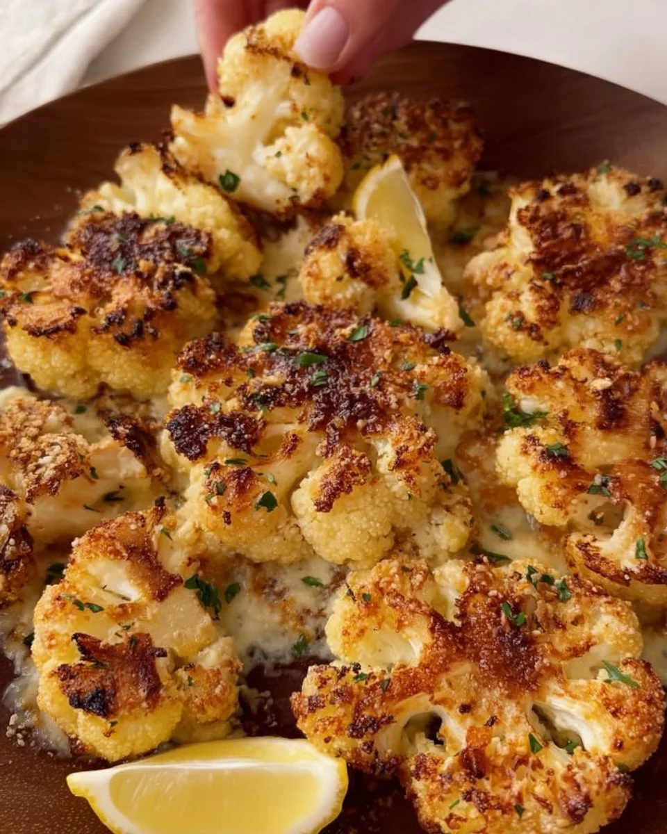 Lemon Garlic Parmesan Smashed Cauliflower Recipe