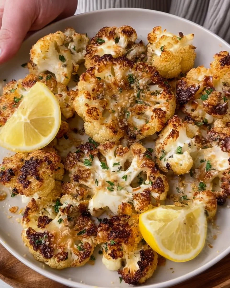 Lemon Garlic Parmesan Smashed Cauliflower Recipe