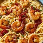 Creamy Marry Me Shrimp Pasta served in a bowl topped with herbs