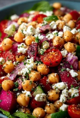 Colorful Mediterranean Chickpea Salad with fresh veggies and herbs.