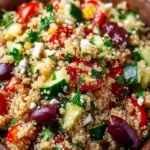 Colorful Mediterranean Quinoa Salad with fresh vegetables and herbs