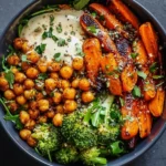One-pan roasted carrot and chickpea bowl loaded with flavors and nutrients