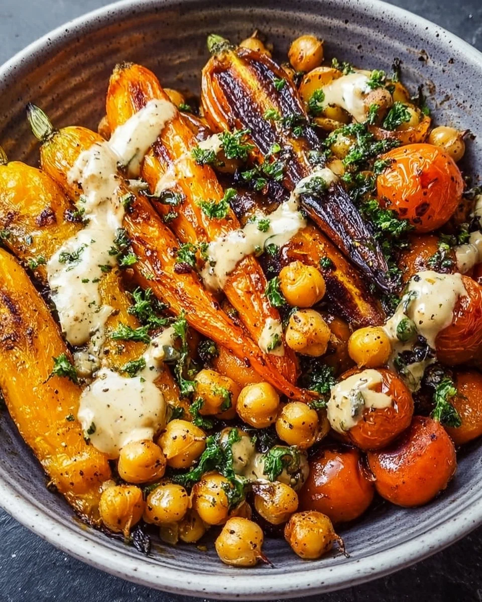 One-Pan Roasted Carrot and Chickpea Bowl