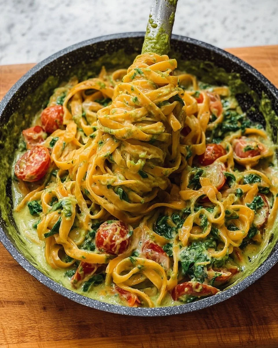One Pot Creamy Pesto Pasta