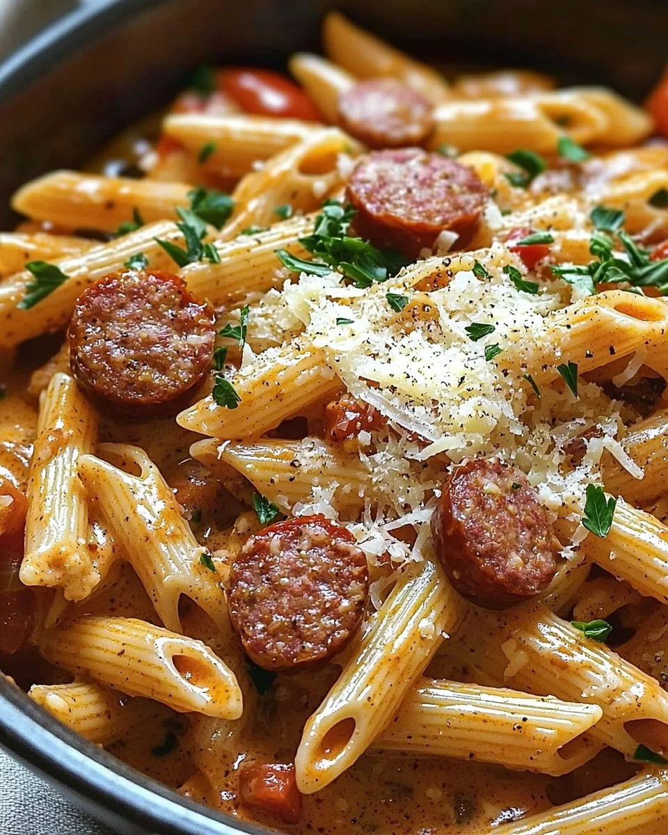 One-Pot Creamy Spicy Cajun Sausage Pasta