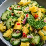 Fresh Pineapple Cucumber Salad with vibrant colors and ingredients