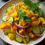 Refreshing mango salad with lime dressing served in a bowl